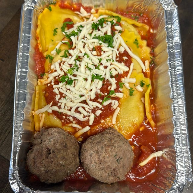 Beef Ravioli 6 Pack & Meatball.
