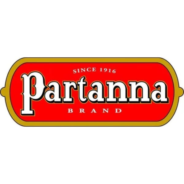 Partanna brand logo, a red rectangle with gold border, white text "Partanna Since 1916 Brand".