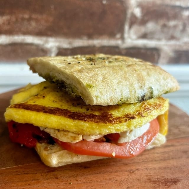 The Breakfast Caprese Sandwich.