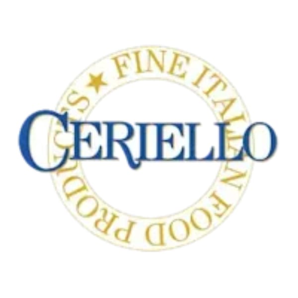 Ceriello Fine Italian Food Products logo, a blue and gold circular design.