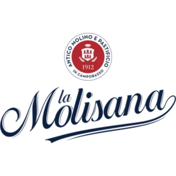 La Molisana logo, featuring a red circular emblem with "Antico Molino e Pastificio 1912" and a large script font.
