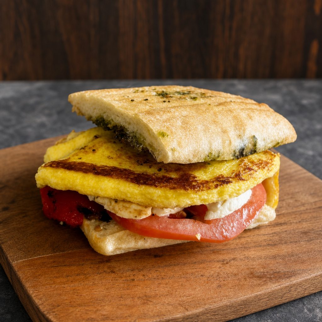 The Breakfast Caprese Sandwich.