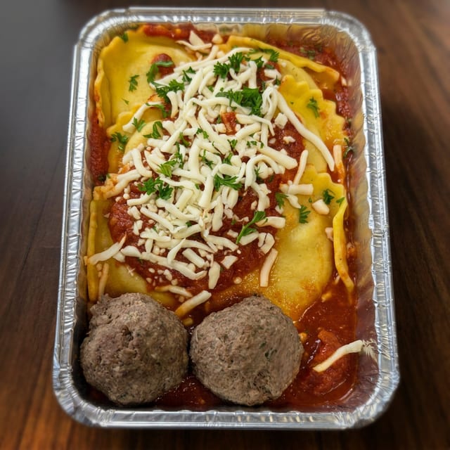 Beef Ravioli 6 Pack & Meatball.