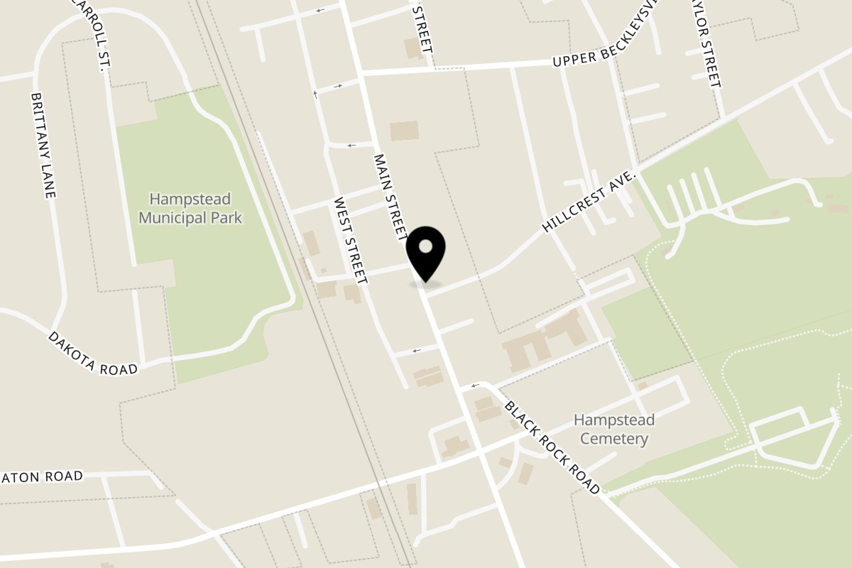 Map showing the location of Rocco's Market & Deli on 1301 N Main St in Hampstead
